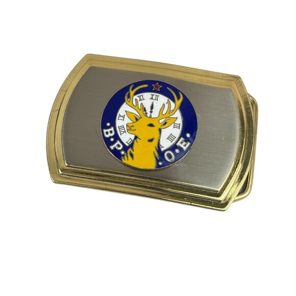 B.P.O.E. Belt Buckle With Gold & Silver Finish Featuring Elk Design - Picture 2 of 6
